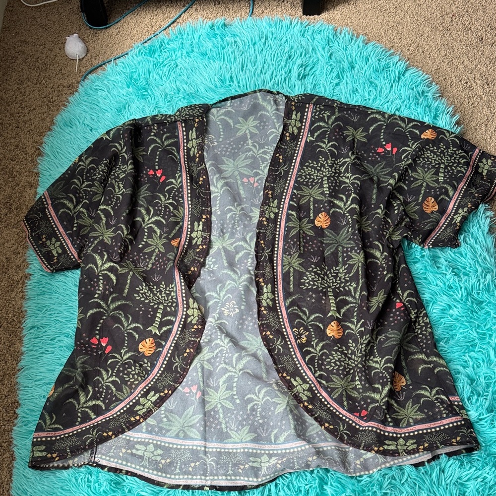 Tropical Print Kimono Cardigan
